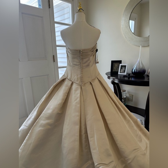 Stephen Yearick Strapless Wedding Gown and Veil - NWT- Champagne Color - Picture 2 of 16